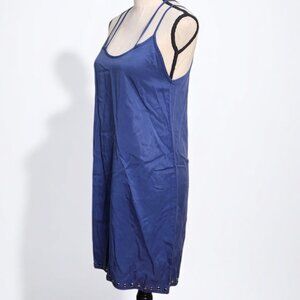Monrow Blue Midi Dress with Elegant Spaghetti Straps